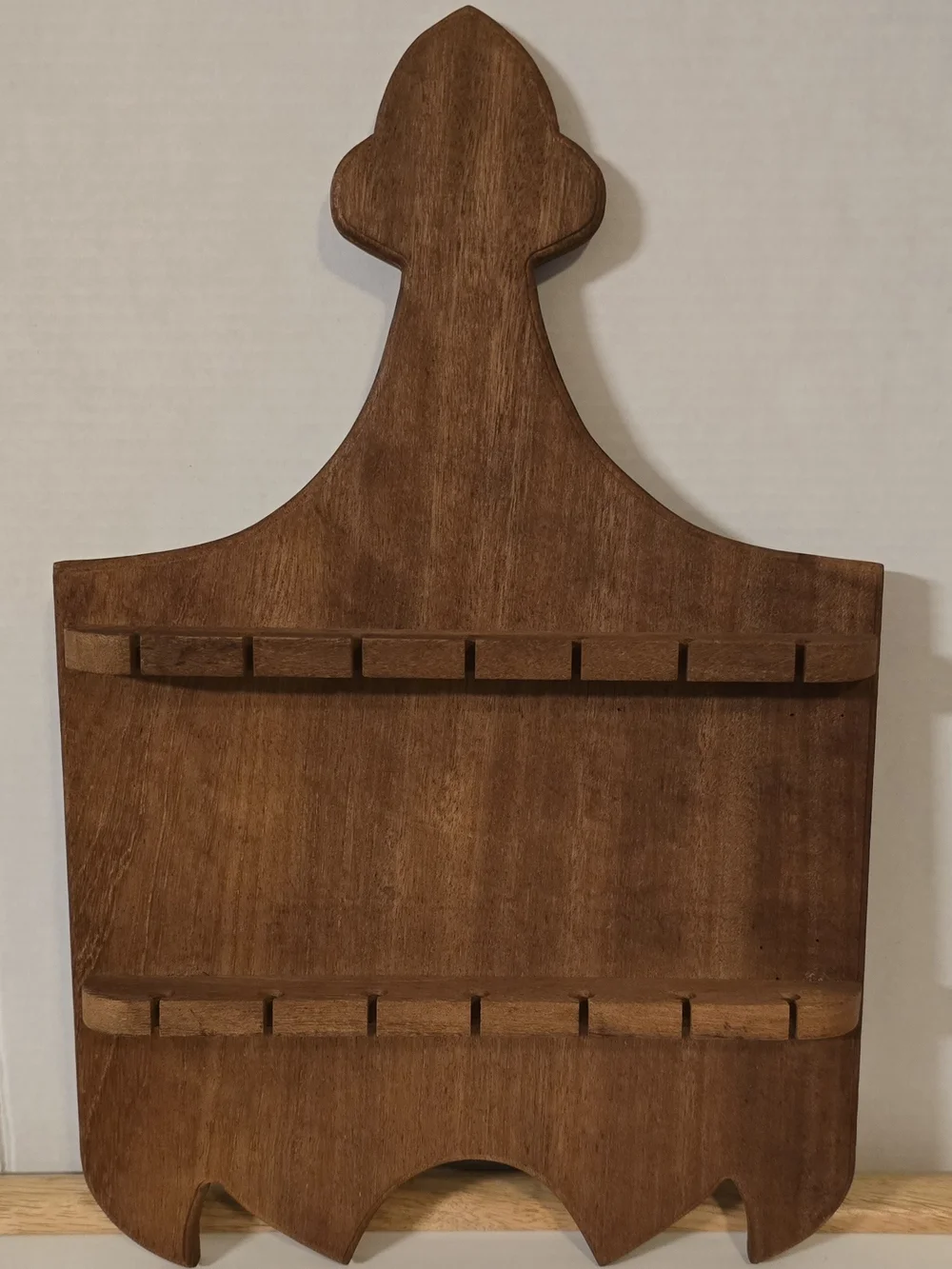 Vintage Wood Souvenir Spoon Display Rack Wall Hanging 12 Slot Farmhouse Decor